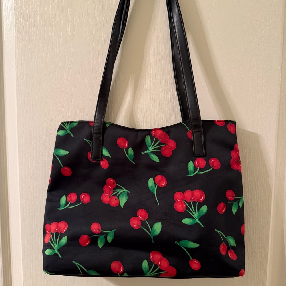 Black Cherry Print Tote Bag - Women